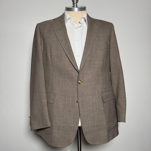 Chaps Ralph Lauren Mens‎ Blazer Jacket Brown Gold Buttons Classic Fit 48L